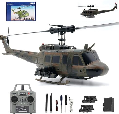 طائرة هليكوبتر C032 UH-1 Huey RC مع وضع التدفق البصري وثبات الارتفاع، طيران مقلوب ثلاثي الأبعاد، مقياس 1/48 2.4G 6CH نموذج جيرو ثابت بدون فرش in Kuwait