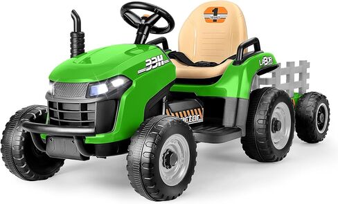 ARBELI 12V 7AH Kids Ride On Tractor w/Trailer & Remote Control, Green in Saudi Arabia