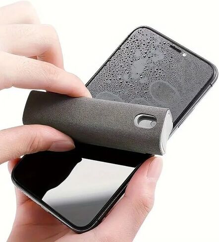 Microfiber Cleaning Kit Refillable Spray Bottle Without Liquid & Cloth – Portable Screen & Lens Cleaning Tool for Phones, Tablets, Glasses, Cameras, Electronics (Black) in Saudi Arabia
