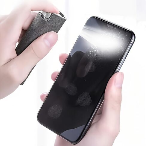 Microfiber Cleaning Kit Refillable Spray Bottle Without Liquid & Cloth – Portable Screen & Lens Cleaning Tool for Phones, Tablets, Glasses, Cameras, Electronics (Black) in Saudi Arabia