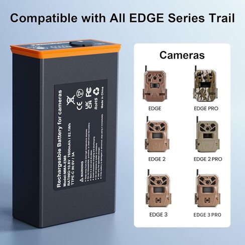 7600mAh Power Mag Battery Pack for Moultrie Edge/Pro, Edge 2/Pro, Edge 3/Pro Cellular Trail Camera, Upgrade High Capacity Rechargeable Lithium-Ion Battery & Solar Panels Charging - 2 Pack in Kuwait
