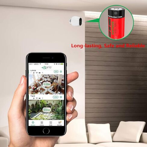 Yofraro 4-Pack 123A Ni-MH بطاريات قابلة للشحن لكاميرات Arlo VMS3130 VMC3030 VMK3200 VMS3330 3430 3530، نظام إنذار، مصباح يدوي in Kuwait