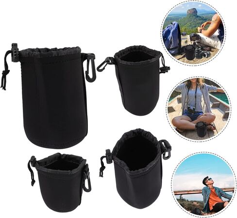 4pcs Neoprene Lens Protector Pouch Camera Lens Case for Dslr Flexible and Durable Various for Different Lenses for Photography Enthusiasts in Kuwait