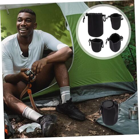 4pcs Neoprene Lens Protector Pouch Camera Lens Case for Dslr Flexible and Durable Various for Different Lenses for Photography Enthusiasts in Kuwait