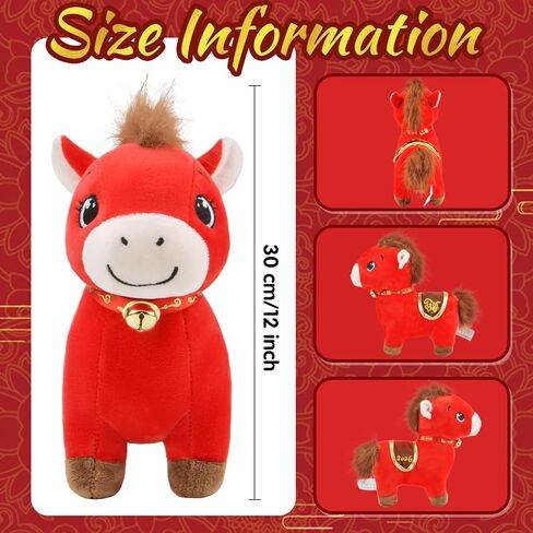 2026 Chinese New Year of The Horse Plush - Ideal for Home Decor Blessing,Souvenir Mascot for Car Ornaments Home Office Store Restaurant Tabletop Decors-Lucky M in Saudi Arabia