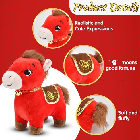 2026 Chinese New Year of The Horse Plush - Ideal for Home Decor Blessing,Souvenir Mascot for Car Ornaments Home Office Store Restaurant Tabletop Decors-Lucky M in Saudi Arabia