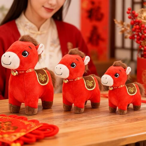 2026 Chinese New Year of The Horse Plush - Ideal for Home Decor Blessing,Souvenir Mascot for Car Ornaments Home Office Store Restaurant Tabletop Decors-Lucky M in Saudi Arabia