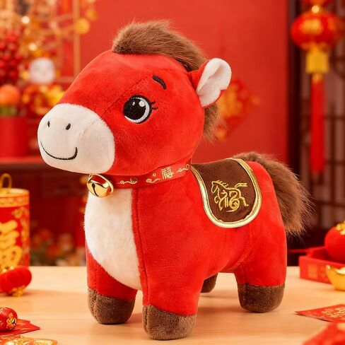 2026 Chinese New Year of The Horse Plush - Ideal for Home Decor Blessing,Souvenir Mascot for Car Ornaments Home Office Store Restaurant Tabletop Decors-Lucky M in Saudi Arabia
