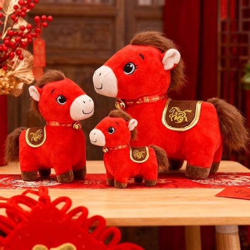 2026 Chinese New Year of The Horse Plush - Ideal for Home Decor Blessing,Souvenir Mascot for Car Ornaments Home Office Store Restaurant Tabletop Decors-Lucky M in Saudi Arabia