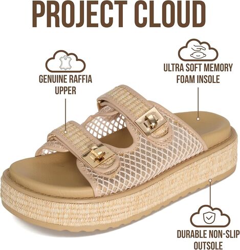 صنادل نسائية من Project Cloud أصلية من الرافية - نعل داخلي من الإسفنج الذكي ينزلق للنساء مع إبزيم قابل للتعديل - صنادل نسائية خفيفة الوزن وغير قابلة للانزلاق 2026 (هافانا، الرافية، 9) in Kuwait