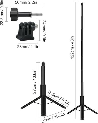 Andoer 48 Inch Selfie Stick Tripod Extendable Pole 2 in 1 Camera Tripod and Selfie Stick Compatible for X5/X4/X3/X2/ONE in Kuwait