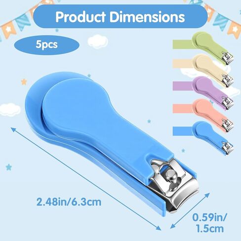 Qianyu 5 Pcs Baby Nail Clippers Fold Up Baby Nail Clippers Stainless Steel Finger Trimmer Cutter Small Jaw Precise Safe NailTrimmer Fingernail Clipper for Newborn Infant Nursery Baby's Fingers Toes in Kuwait