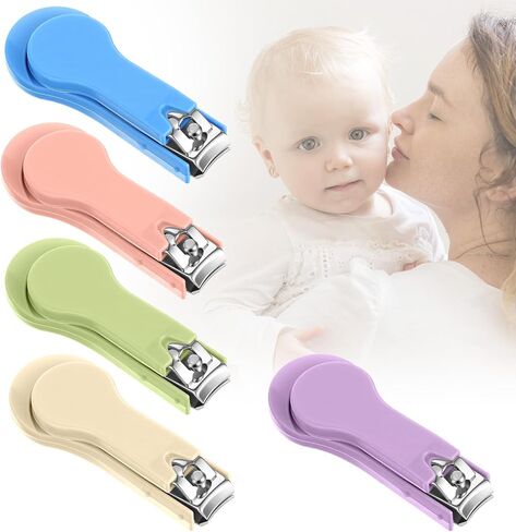 Qianyu 5 Pcs Baby Nail Clippers Fold Up Baby Nail Clippers Stainless Steel Finger Trimmer Cutter Small Jaw Precise Safe NailTrimmer Fingernail Clipper for Newborn Infant Nursery Baby's Fingers Toes in Kuwait