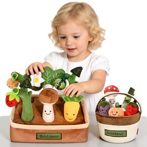 Bebamour Montessori Toys for Baby 6-12 Months, Plush Vegetable Garden Sensory Sorting Toy with Storage Base, Soft Plush Farm Harvest Game for Fine Motor Skills, Perfect Baby Boys Girls Gift(Carrot) in Saudi Arabia