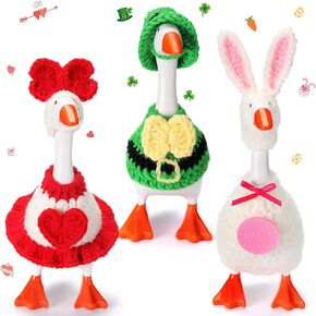 3 Sets St. Patrick's Day Easter Desk Goose Outfits Valentines 7'' Goose Costume with Heart Shamrock Bunny Hat(Cute Style) in Saudi Arabia