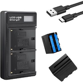 2 Pack NP-F970 Battery with Charging Station, 12000mAh New Upgrade High Capacity Battery Replacement for Sony DCR-VX2100, DSR-PD150, DSR-PD170, FDR-AX1, HDR-AX2000, HDR-FX1,HDR-FX7, HDR-FX1000, etc in Kuwait