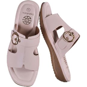 Women's Low Heel Faux Leather Slip-On Sandals with Soft Sponge Cushion Insole & Non-Slip Rubber Sole, Casual Summer Sandals for Daily Wear, Outing, Beach, Office in Kuwait