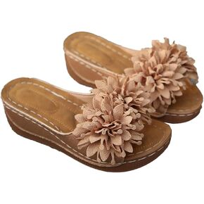 Molodo Lace Flower Wedge Slide Sandals for Women Platform Mules Open Toe Comfortable Slip-On Casual Summer Dress Shoes in Kuwait