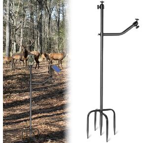 Trail Camera Mount with Solar Panel Holder, 360° Adjustable Game Camera Mount Ground Stand with 1/4" 20 Thread Connection, 5 Prongs Base Adjustable Height Mounting T Post for Outdoor Hunting in Kuwait