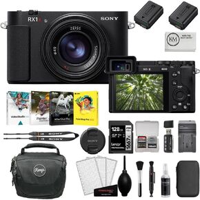 كاميرا Sony RX1R III الرقمية مع بطاقة SD سعة 128 جيجابايت + برنامج صور + حقيبة كاميرا + طقم تنظيف + بطارية وشاحن + واقيات شاشة + قارئ بطاقات + قطعة قماش للتنظيف (11 عنصرًا) in Kuwait