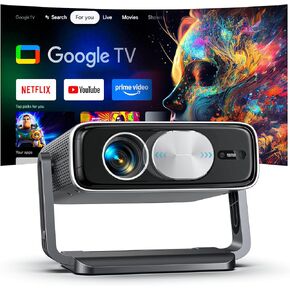 جهاز عرض 4K مدمج بتلفزيون جوجل، 2500ANSI/غطاء عدسة تلقائي/جهاز عرض للتحكم الصوتي بتقنية الذكاء الاصطناعي مع واي فاي وبلوتوث، جهاز عرض أفلام ذكي مع التركيز التلقائي وحجر المفاتيح، جهاز عرض صغير للتطبيقات/العزل/في الهواء الطلق in Kuwait
