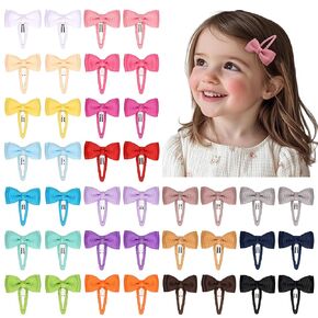 Hair Clips, 40-Pack Premium Quality Lightweight Hair Bows Snap Clips in 20 Colors, Baby Barrettes, Hair Pins, Hair Bows for Pigtails, Hair Accessories for Kids Children in Saudi Arabia