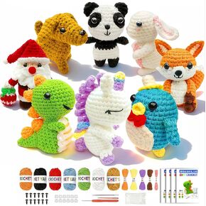 HUASHILUO 8Pcs Crochet Kit for Beginners, 2026 DIY Craft for Adults and Kids, Great Birthday Gift for Crochet Lovers, Crocheting Animal Kits with Step by Step Videos,Yarn,Crochet Hook in Kuwait