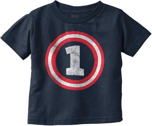 Brisco Brands Cute Superhero First Birthday Shield Toddler Baby Graphic T Shirt in Kuwait