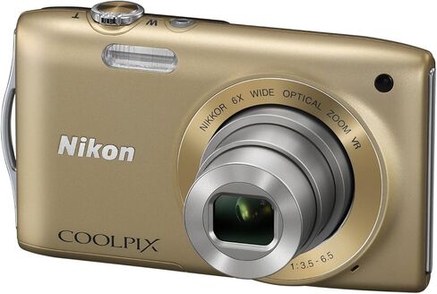 كاميرا نيكون COOLPIX S3300 رقمية بدقة 16 ميجابكسل مع عدسة زجاجية NIKKOR تكبير 6X وشاشة LCD مقاس 2.7 بوصة (ذهبي) in Kuwait