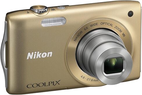 كاميرا نيكون COOLPIX S3300 رقمية بدقة 16 ميجابكسل مع عدسة زجاجية NIKKOR تكبير 6X وشاشة LCD مقاس 2.7 بوصة (ذهبي) in Kuwait