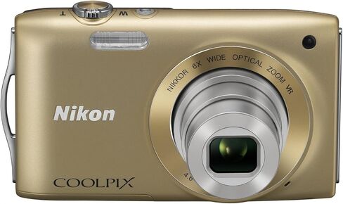 كاميرا نيكون COOLPIX S3300 رقمية بدقة 16 ميجابكسل مع عدسة زجاجية NIKKOR تكبير 6X وشاشة LCD مقاس 2.7 بوصة (ذهبي) in Kuwait