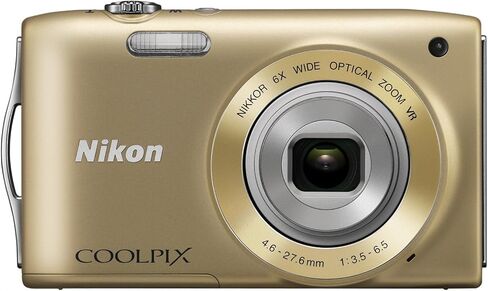 كاميرا نيكون COOLPIX S3300 رقمية بدقة 16 ميجابكسل مع عدسة زجاجية NIKKOR تكبير 6X وشاشة LCD مقاس 2.7 بوصة (ذهبي) in Kuwait
