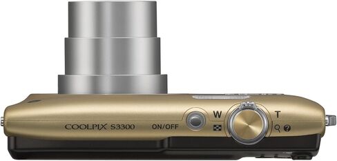 كاميرا نيكون COOLPIX S3300 رقمية بدقة 16 ميجابكسل مع عدسة زجاجية NIKKOR تكبير 6X وشاشة LCD مقاس 2.7 بوصة (ذهبي) in Kuwait