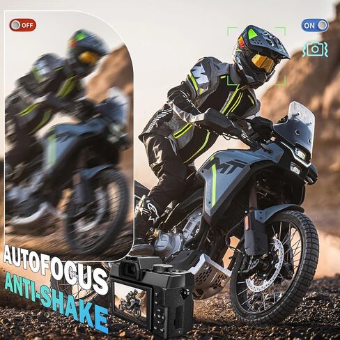 كاميرات رقمية حقيقية 8K للتصوير الفوتوغرافي بدقة 64 ميجابكسل - واي فاي، عدسة واسعة الزاوية وماكرو، تركيز تلقائي للتكبير 16X، شاشة قلاب 3 بوصات 180 درجة، بطاقة 64 جيجابايت، كاميرا تسجيل فيديو للسفر على YouTube (أسود) in Kuwait