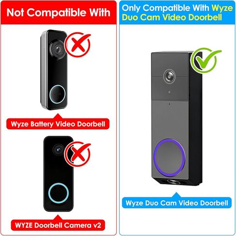 حامل باب لاصق متوافق مع جرس الباب Wyze Duo Cam فقط، دعامة تثبيت بدون حفر لـ Wyze، لا يحجب مستشعر جرس الباب، مجموعات جرس باب الشقة لكاميرا جرس الباب Wyze in Kuwait