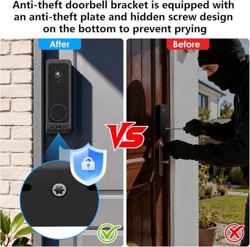 حامل باب لاصق متوافق مع جرس الباب Wyze Duo Cam فقط، دعامة تثبيت بدون حفر لـ Wyze، لا يحجب مستشعر جرس الباب، مجموعات جرس باب الشقة لكاميرا جرس الباب Wyze in Kuwait