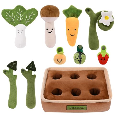 Bebamour Montessori Toys for Baby 6-12 Months, Plush Vegetable Garden Sensory Sorting Toy with Storage Base, Soft Plush Farm Harvest Game for Fine Motor Skills, Perfect Baby Boys Girls Gift(Carrot) in Kuwait