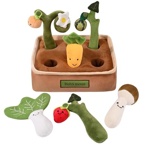 Bebamour Montessori Toys for Baby 6-12 Months, Plush Vegetable Garden Sensory Sorting Toy with Storage Base, Soft Plush Farm Harvest Game for Fine Motor Skills, Perfect Baby Boys Girls Gift(Carrot) in Kuwait