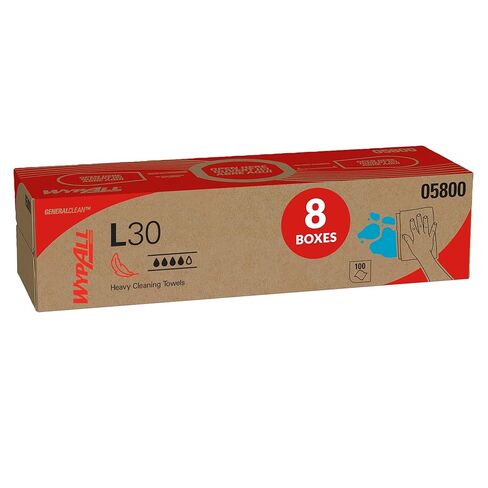 مناشف L30 DRC من ويبال (05800)، مناديل مبللة قوية وناعمة، أبيض، 100 ورقة / صندوق منبثق، 8 منديل/علب، 800 منديل/حقيبة in Saudi Arabia