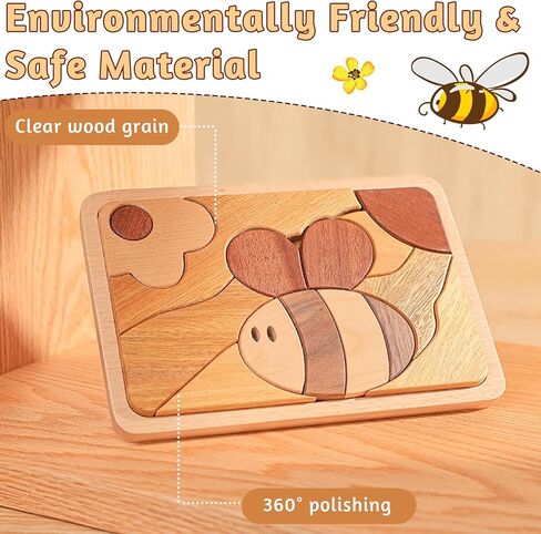 Adena Montessori Children's Educational 3D Creative Wooden Puzzle Set, Puzzle Coordination Game，Preschool Educational Brain Teaser Boards for Boys and Girls 3 4 5 6 Years Old (Turtle) in Saudi Arabia
