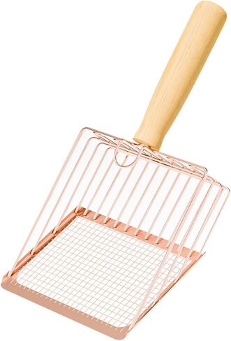 Cat Litter Scoop with Wooden Handle Metal Cat Litter Shovel Large Size Sifter Scoop Non-Stick Stronger Manages Big Clumps of Multi-cat Families (Silver) in Saudi Arabia