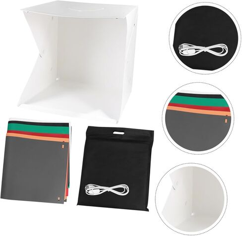 Operitacx 40cm Mini Photo Box Dual LED Light Bars Photography Backdrop Tent with 6 Color Backgrounds Portable Dimmable Shooting Cube for Product Photography in Kuwait