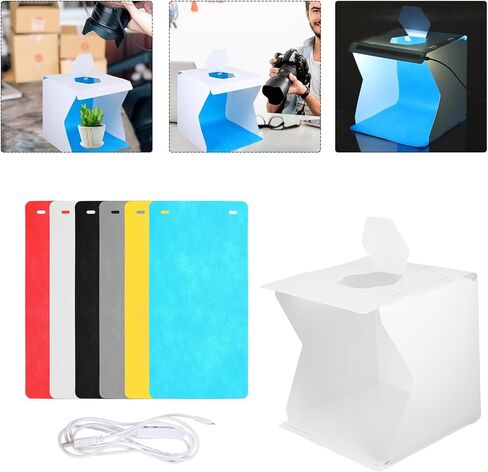 Zerodeko 20 سم LED صندوق إضاءة صغير للتصوير الفوتوغرافي خيمة مع خلفيات قابلة للطي للمجوهرات ومجموعة تصوير الصور الصغيرة in Kuwait