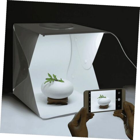 خيمة صندوق إضاءة للتصوير الفوتوغرافي المحمولة من Artibetter مقاس 30 سم صغيرة LED متوهجة ناعمة مع خلفيات باللونين الأسود والأبيض، مجموعة تصوير استوديو الصور لتصوير المنتجات والمجوهرات in Kuwait