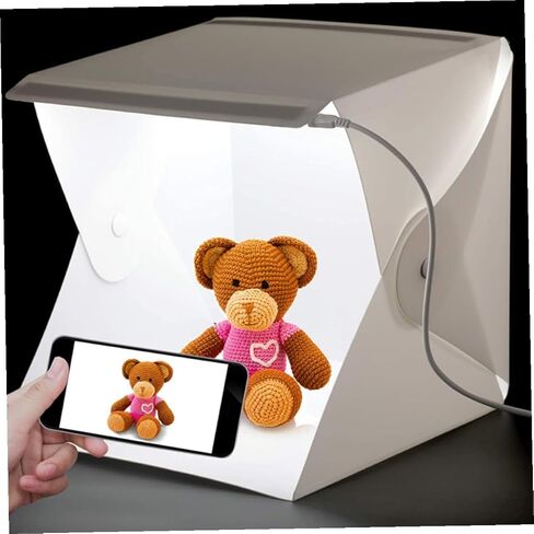 خيمة صندوق إضاءة للتصوير الفوتوغرافي المحمولة من Artibetter مقاس 30 سم صغيرة LED متوهجة ناعمة مع خلفيات باللونين الأسود والأبيض، مجموعة تصوير استوديو الصور لتصوير المنتجات والمجوهرات in Kuwait