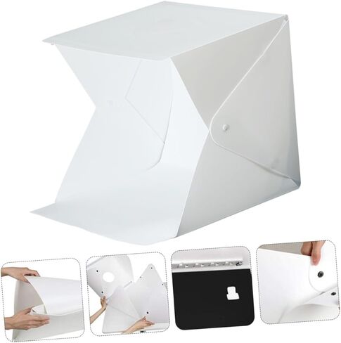 طقم خيمة تصوير فوتوغرافي محمولة قابلة للطي مقاس 20 سم مع شرائط إضاءة LED مزدوجة و6 خلفيات ملونة للهاتف واستديو DSLR in Kuwait
