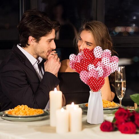 12 Pcs Valentine's Day Heart Picks Fabric & Felt Valentines Picks Galentines Heart Flower Stick Artificial Floral Bouquet Decoration for Vase Filler Wedding Arrangement DIY Craft(Classic) in Saudi Arabia