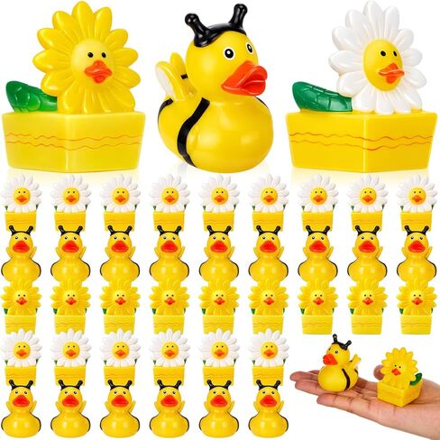 24 Pcs Deekin Spring Bee Daisy Rubber Ducks Bulk 2 Inches Honeybee Daisy Party Favors for Dashboard Decorations Hide Cruise Ships Spring Gift Bag Fillings Bee Party Supplies in Kuwait