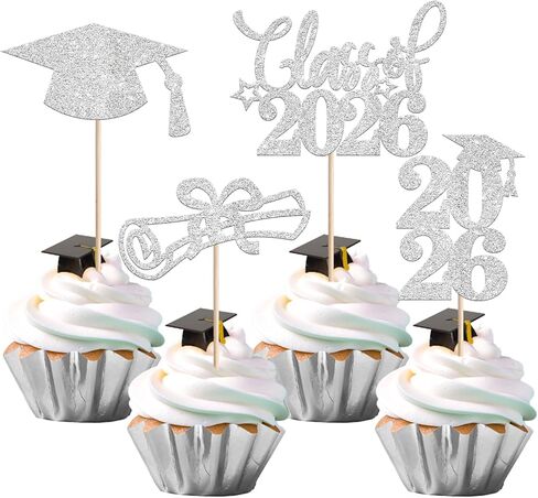 RSSTARXI 40 Pack Grad Cupcake Toppers Class of 2025 Cupcake Toppers جدًا فخور بك تهانينا خريج Cupcake اختيارات لزخارف التخرج من 2025 Party Cake Decorations Pink in Saudi Arabia