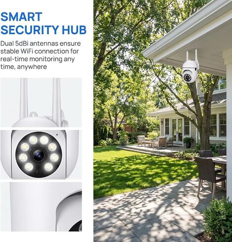 1080P WiFi Night Vision 2 Way Audio Siren Motion Alerts Indoor Security Camera for Baby Pet Monitoring Cloud TF Card Storage White in Kuwait